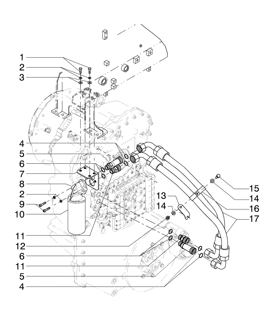 Схема запчастей Case 885B - (06-01[21A]) - TRANSMISSION FILTER LINES - (TORQUE CONVERTER) (06) - POWER TRAIN