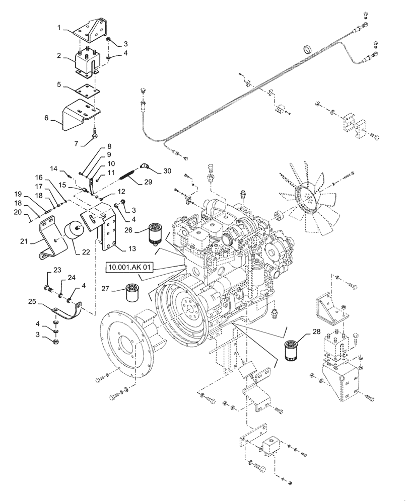 Схема запчастей Case SV211 - (10.001.AK[03]) - ENGINE - MOUNTING INSTALLATION (10) - ENGINE