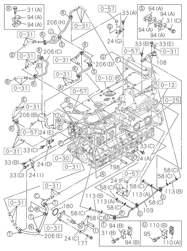 Схема запчастей Case CX470C - (02-032-01[01]) - ENGINE WATER CIRCUIT (01) - ENGINE