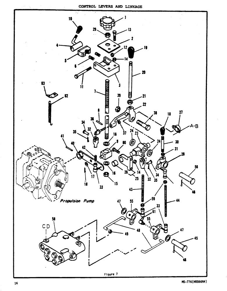 Схема запчастей Case P63 - (16) - CONTROL LEVERS AND LINKAGE 