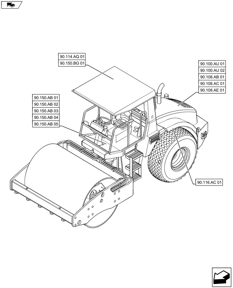 Схема запчастей Case SV211 - (90.000.00) - SECTION INDEX - PLATFORM (90) - PLATFORM, CAB, BODYWORK AND DECALS