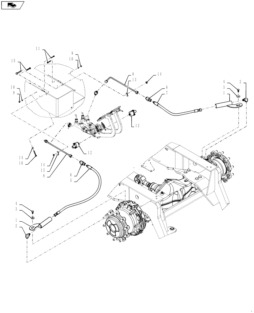 Схема запчастей Case 588H - (33.202.02) - BRAKES, HYDRAULIC LINE INSTALLATION (33) - BRAKES & CONTROLS