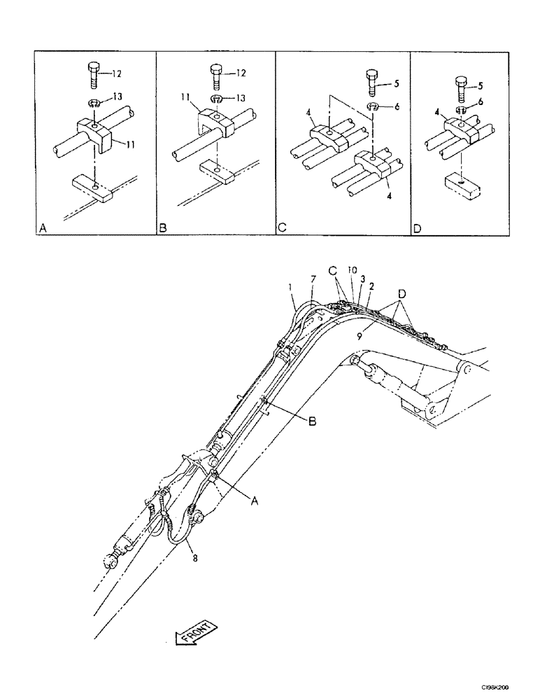 Схема запчастей Case 9007B - (8-040) - HYDRAULIC CIRCUIT - DIPPER AND BUCKET CYLINDER (08) - HYDRAULICS