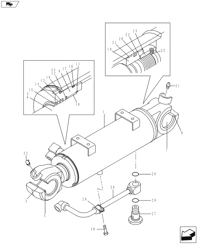 Схема запчастей Case CX235C SR - (86.110.02[03]) - BLADE CYLINDER - COMPONENTS (86) - DOZER