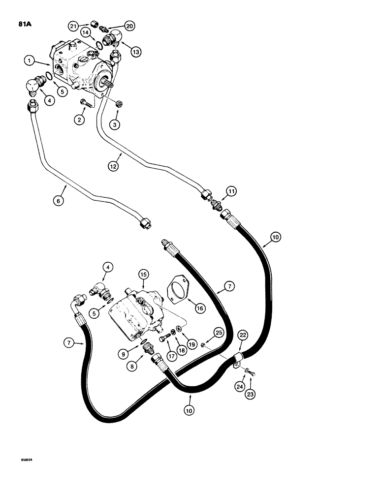 Схема запчастей Case SD100 - (081A) - HYDROSTATIC PROPULSION PUMP TO MOTOR PRESSURE CIRCUIT, DEUTZ DIESEL ENGINE S/N 1232821 AND AFTER (29) - HYDROSTATIC DRIVE