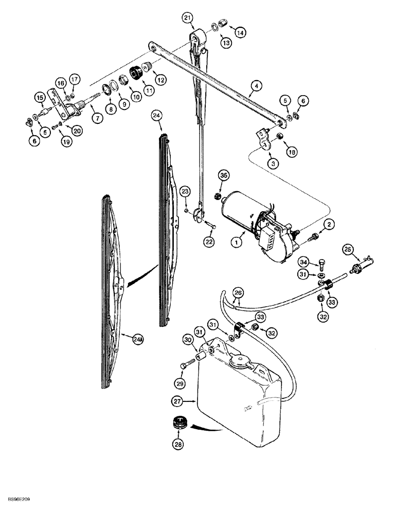 Схема запчастей Case 650G - (4-26) - FRONT WIPER AND WINDSHIELD WASHER (04) - ELECTRICAL SYSTEMS