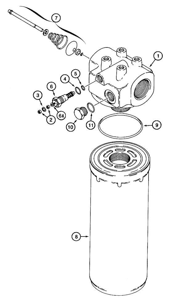 Схема запчастей Case 460 - (8-018) - HYDRAULIC OIL CHARGE AND RETURN FILTER (08) - HYDRAULICS