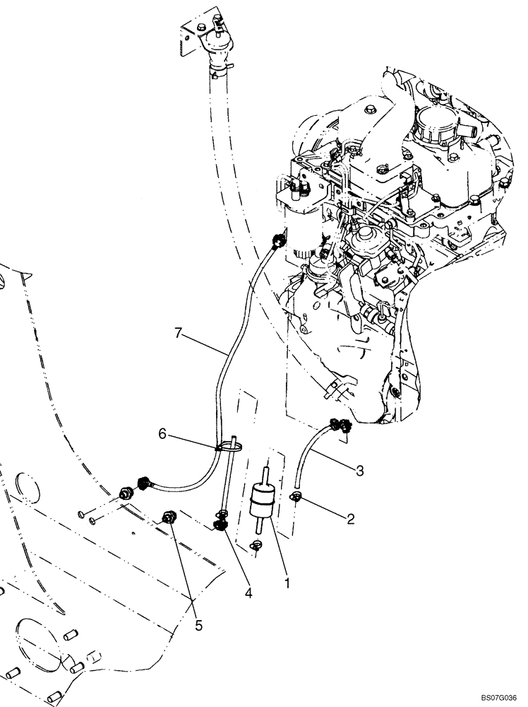 Схема запчастей Case 445CT - (03-01A) - FUEL LINES WITH HOSE CLAMPS AT FUEL FILTER; IF USED (03) - FUEL SYSTEM