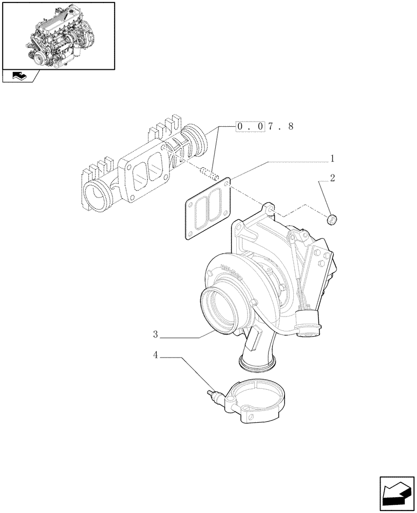 Схема запчастей Case F2CE9684P E007 - (0.24.0) - TURBOCHARGER & RELATED PARTS (504294651) 