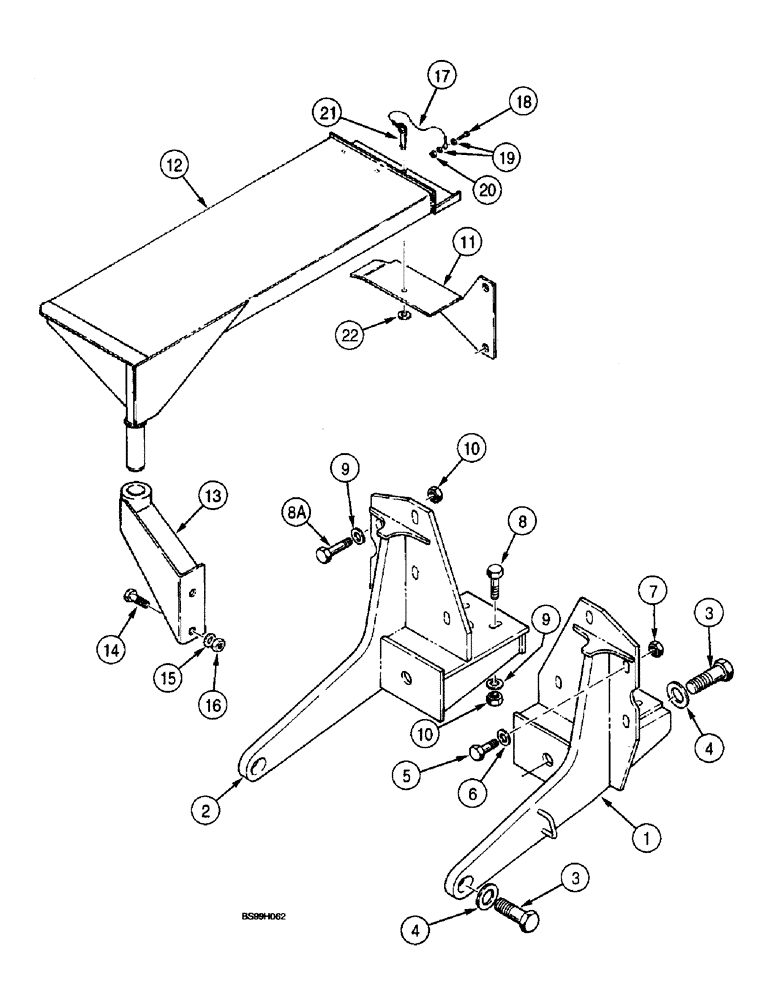 Схема запчастей Case 660 - (9-017A) - BACKHOE TO CHASSIS MOUNTING BRACKETS AND WALKWAY (09) - CHASSIS/ATTACHMENTS