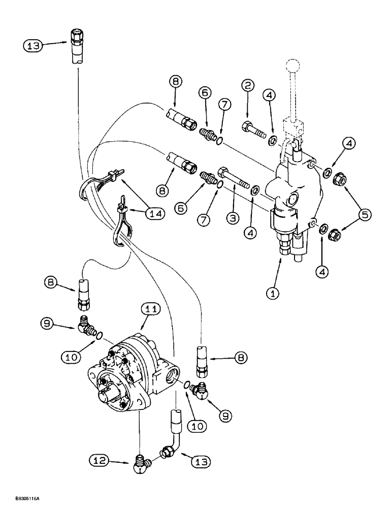 Схема запчастей Case 560 - (8-156) - HYDRA-BORER MOTOR HYDRAULIC CIRCUIT (08) - HYDRAULICS