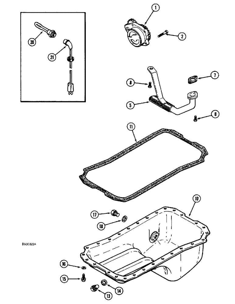 Схема запчастей Case 660 - (2-20) - OIL PUMP AND OIL PAN, 4-390 ENGINE (02) - ENGINE