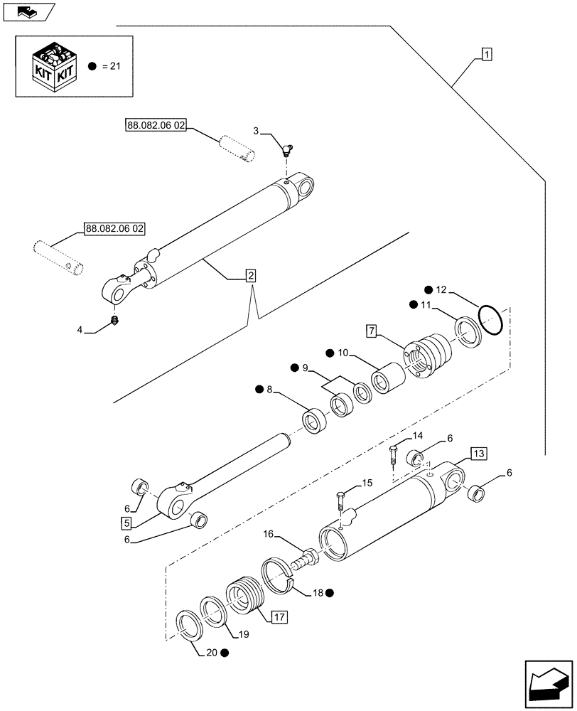 Схема запчастей Case 590SN - (88.082.06[04]) - DIA KIT, LOADER BUCKET 4-IN-1 (93 IN) (88) - ACCESSORIES