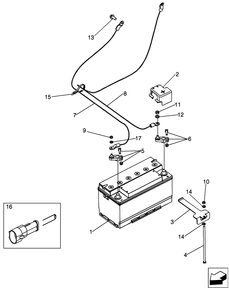 Схема запчастей Case 580SM - (55.301.08) - BATTERY, SINGLE - W/O COLD START (55) - ELECTRICAL SYSTEMS