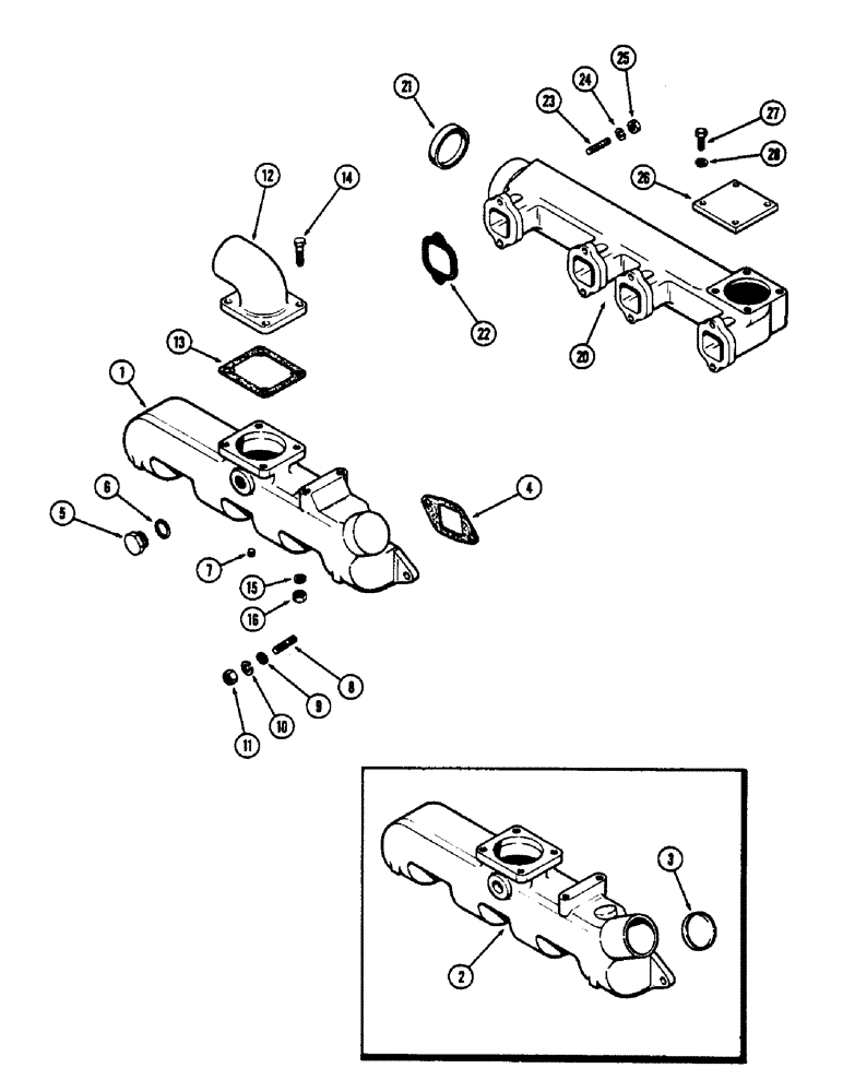 Схема запчастей Case 600 - (022) - MANIFOLDS (01) - ENGINE