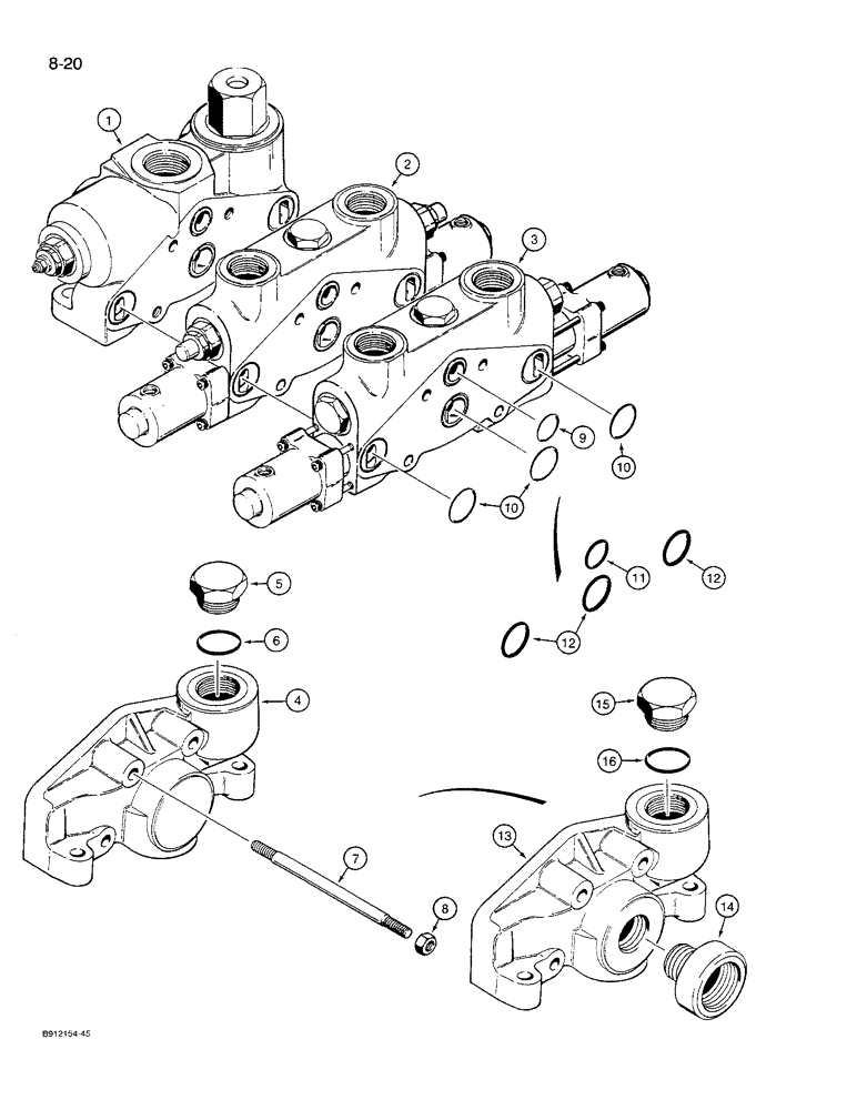 Схема запчастей Case 621 - (8-20) - LOADER CONTROL VALVE, TWO SPOOL (08) - HYDRAULICS