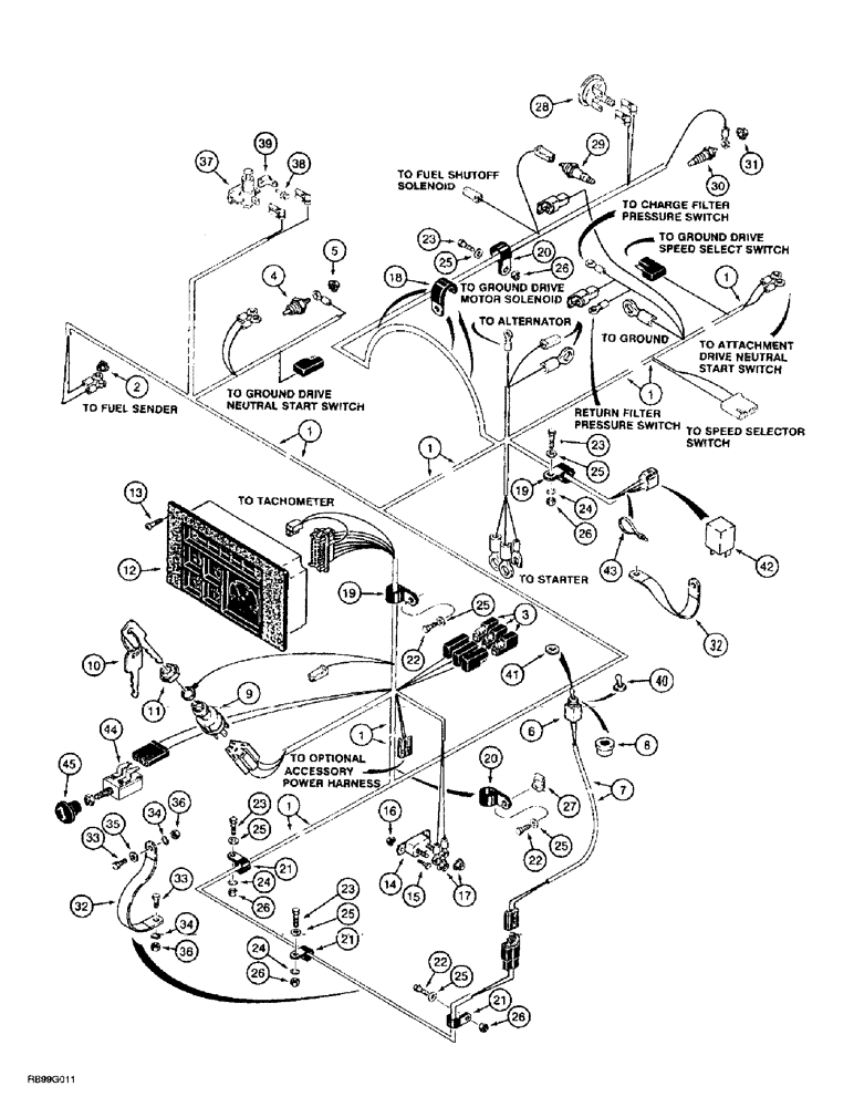 Схема запчастей Case 860 - (4-17A) - MAIN WIRING HARNESS AND CONNECTIONS - WITH HYDRAULIC LOCKING DIFFERENTIAL (04) - ELECTRICAL SYSTEMS