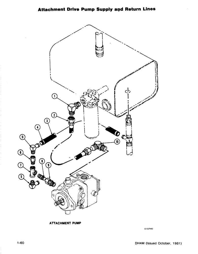 Схема запчастей Case DH4 - (1-60) - ATTACHMENT DRIVE PUMP SUPPLY AND RETURN LINES (35) - HYDRAULIC SYSTEMS