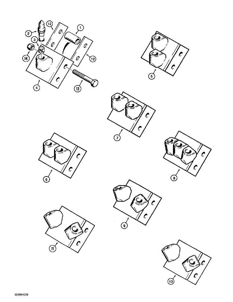 Схема запчастей Case 860 - (9-074) - ROCK AND FROST DIGGING TEETH (09) - CHASSIS/ATTACHMENTS