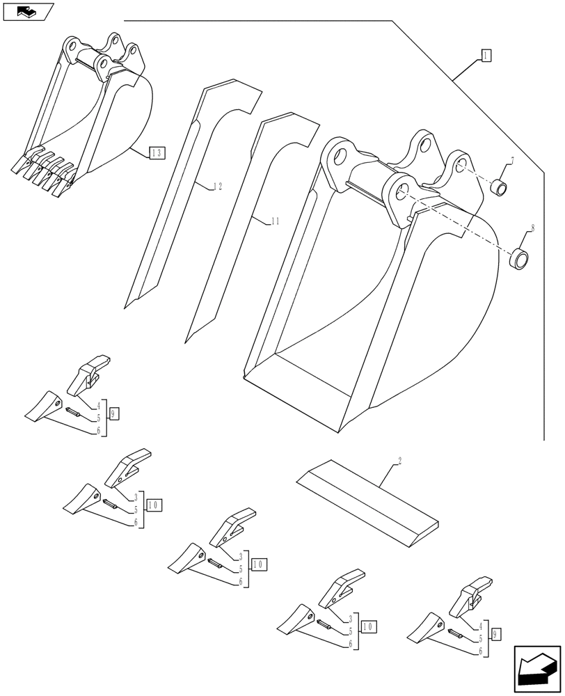 Схема запчастей Case 580SN - (88.084.12) - DIA, KIT HIGH CAPACITY BUCKET - 30IN/762MM (88) - ACCESSORIES