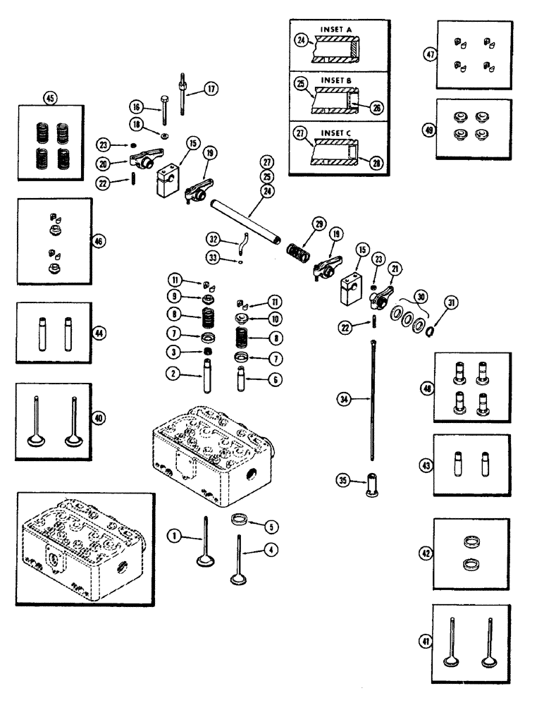 Схема запчастей Case W8B - (005A) - VALVES AND VALVE MECHANISM, (401) DIESEL ENGINE, PRESSED STEEL ROCKER ARMS,1ST USED ENG. SN. 2095635 (01) - ENGINE