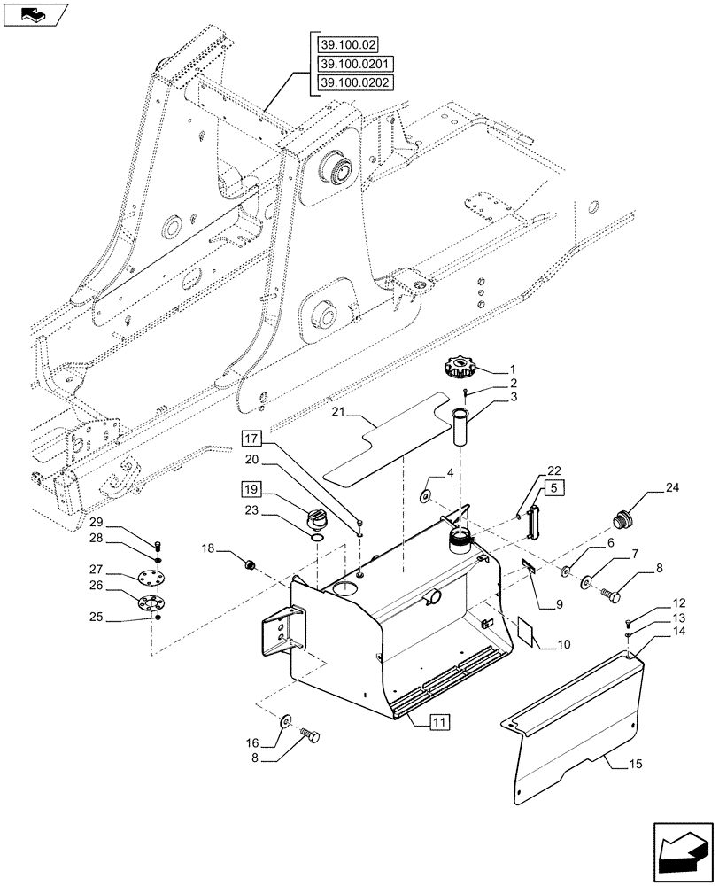 Схема запчастей Case 580SN - (35.300.01) - HYDRAULIC OIL RESERVOIR (35) - HYDRAULIC SYSTEMS