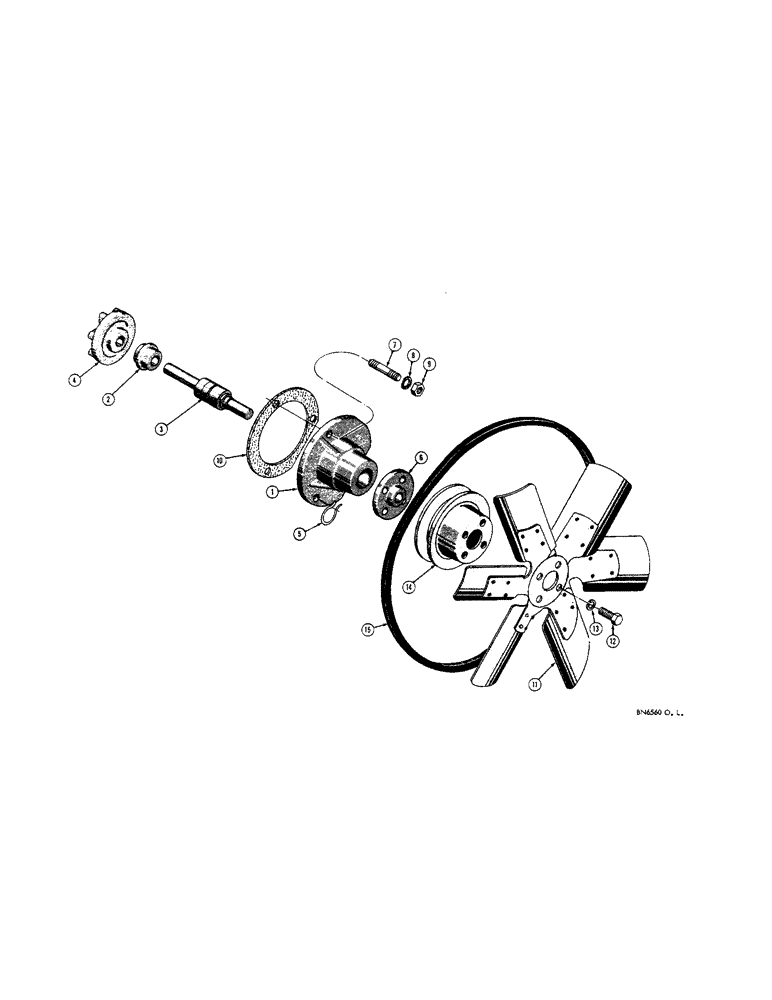 Схема запчастей Case 310F - (052) - WATER PUMP, FAN, FAN BELT, & PULLEY - DIESEL, SERVICE (01) - ENGINE