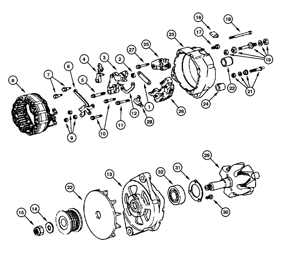 Схема запчастей Case 845 - (04.05[00]) - ALTERNATOR 70A - COMPONENTS (04) - ELECTRICAL SYSTEMS