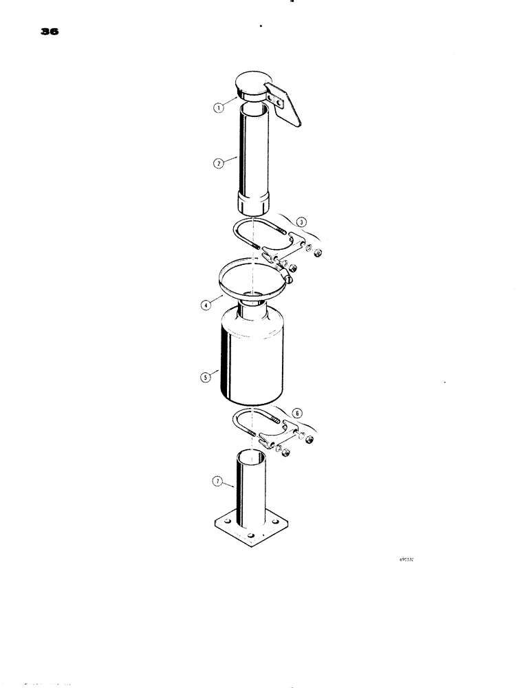 Схема запчастей Case 1150 - (036) - SPARK ARRESTING MUFFLER (01) - ENGINE