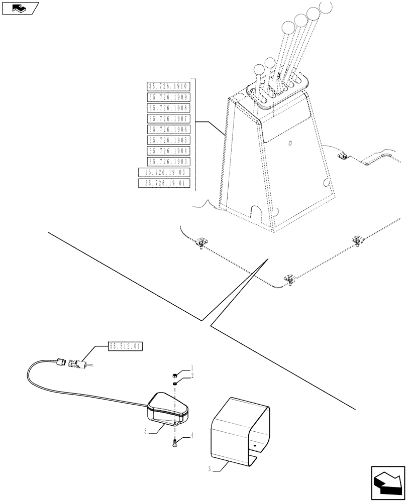 Схема запчастей Case 580SN WT - (55.512.43) - VAR - 423083 - CONTROL BACKHOE LOCK SWITCH (55) - ELECTRICAL SYSTEMS