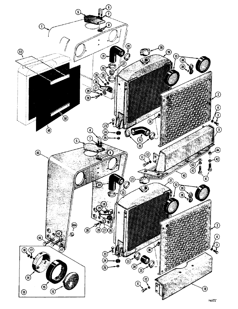 Схема запчастей Case 310G - (124) - RADIATOR, THERMOSTAT AND GRILLE (05) - UPPERSTRUCTURE CHASSIS