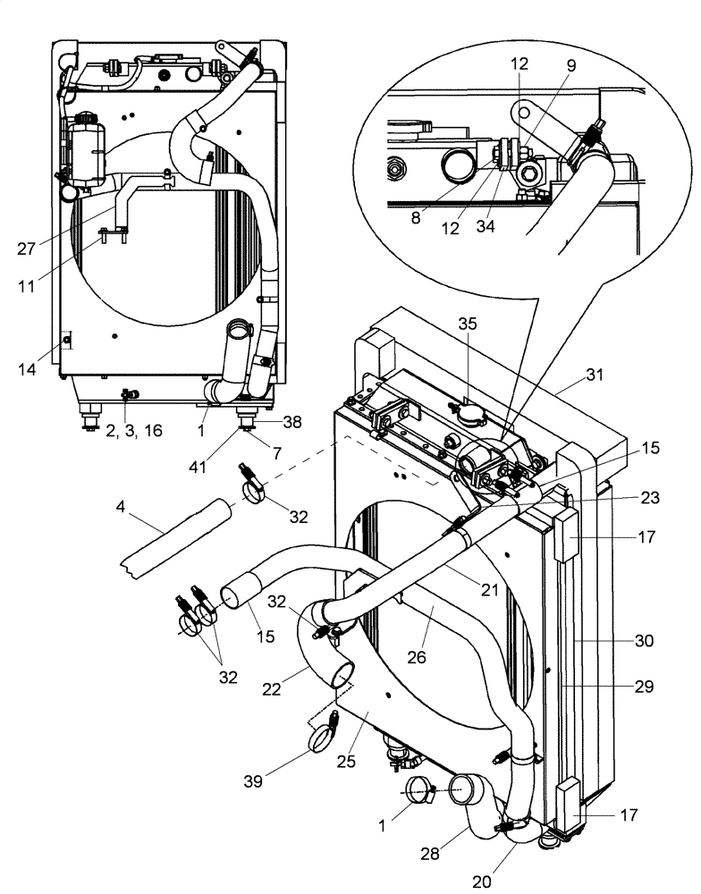 Схема запчастей Case 850L - (02-03) - RADIATOR - MOUNTING (02) - ENGINE