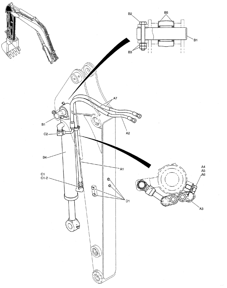 Схема запчастей Case CX27B PV13 - (03-008) - HYD LINES ARM 1.12M (3FT 8 IN) Attachments