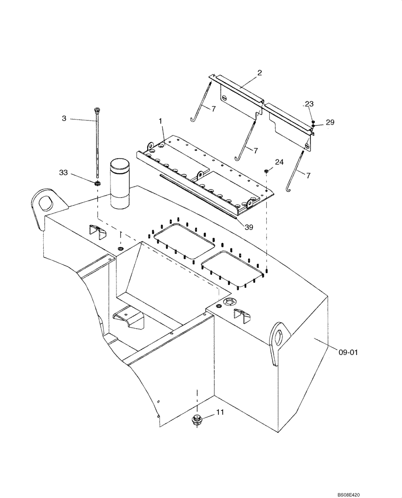 Схема запчастей Case SV208 - (09-03[01]) - BATTERY HOLD DOWN & FUEL TANK PARTS (GROUP 473) (ND131884) (09) - CHASSIS/ATTACHMENTS