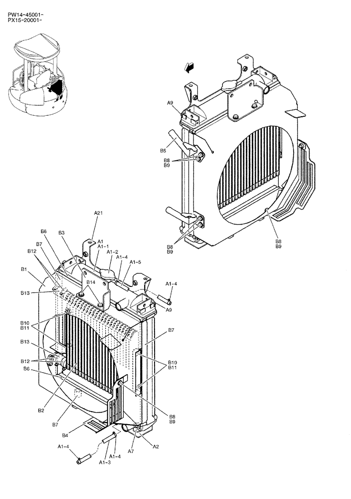 Схема запчастей Case CX36B - (01-008) - RADIATOR ASSY (05) - SUPERSTRUCTURE