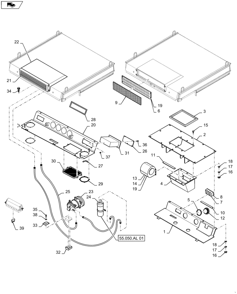 Схема запчастей Case SV211 - (55.050.AL) - CAB VENTILATION PARTS (55) - ELECTRICAL SYSTEMS