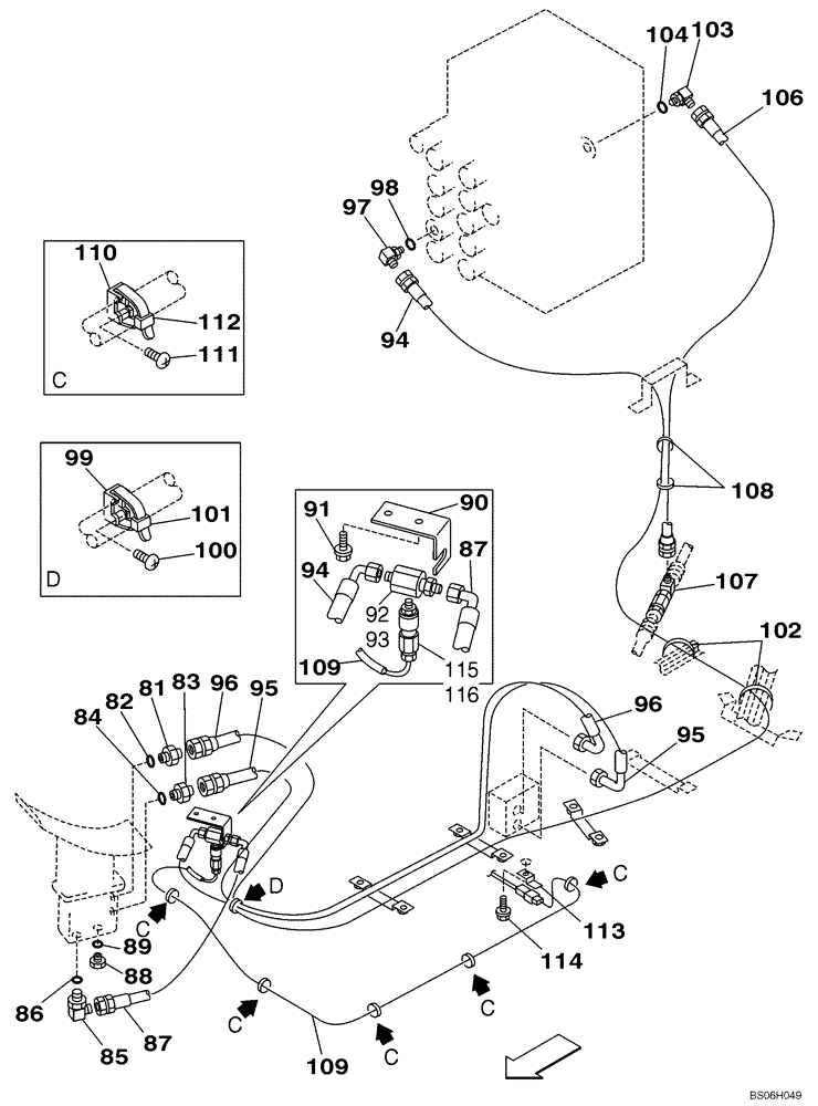 Схема запчастей Case CX210N - (08-52) - HYDRAULICS, AUXILIARY - SINGLE ACTING CIRCUIT, PEDAL ACTIVATED (08) - HYDRAULICS