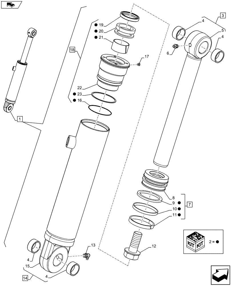 Схема запчастей Case 580SN WT - (35.723.03) - VAR - 742433, 747863 - LOADER BUCKET, CYLINDER, COMPONENTS (35) - HYDRAULIC SYSTEMS