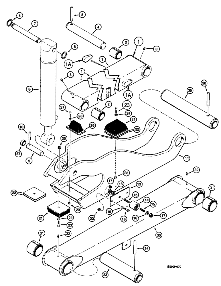 Схема запчастей Case 660 - (9-108) - PLOW LIFT ARMS AND MOUNTING, FOR ALL TRENCHERS EXCEPT INTEGRAL QUAD (09) - CHASSIS/ATTACHMENTS