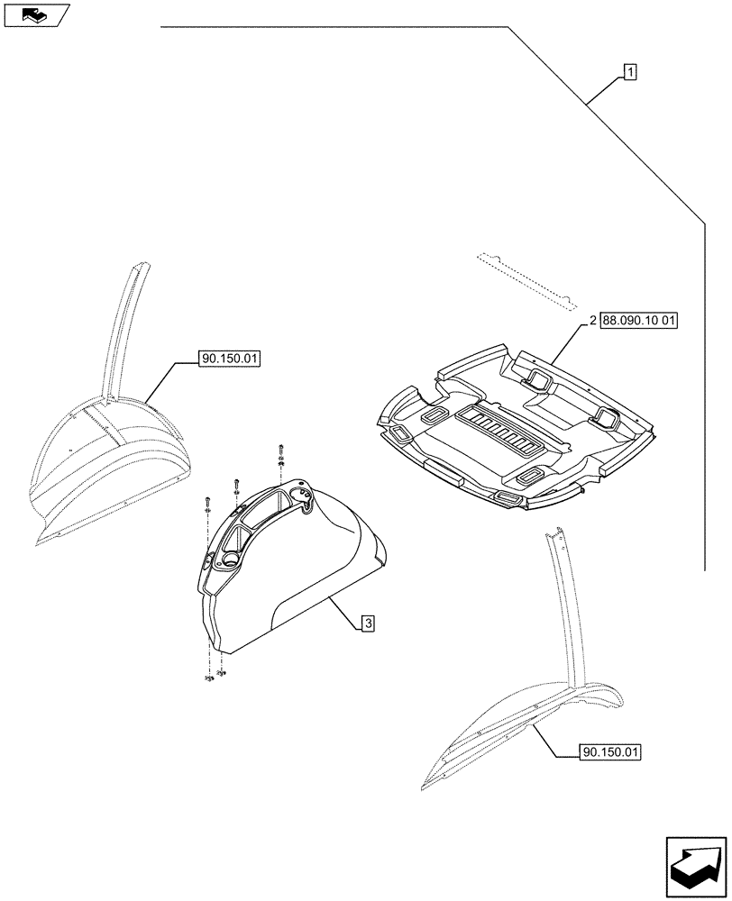 Схема запчастей Case 590SN - (88.090.10[02]) - DIA KIT, DLX CONV - WIDE (88) - ACCESSORIES