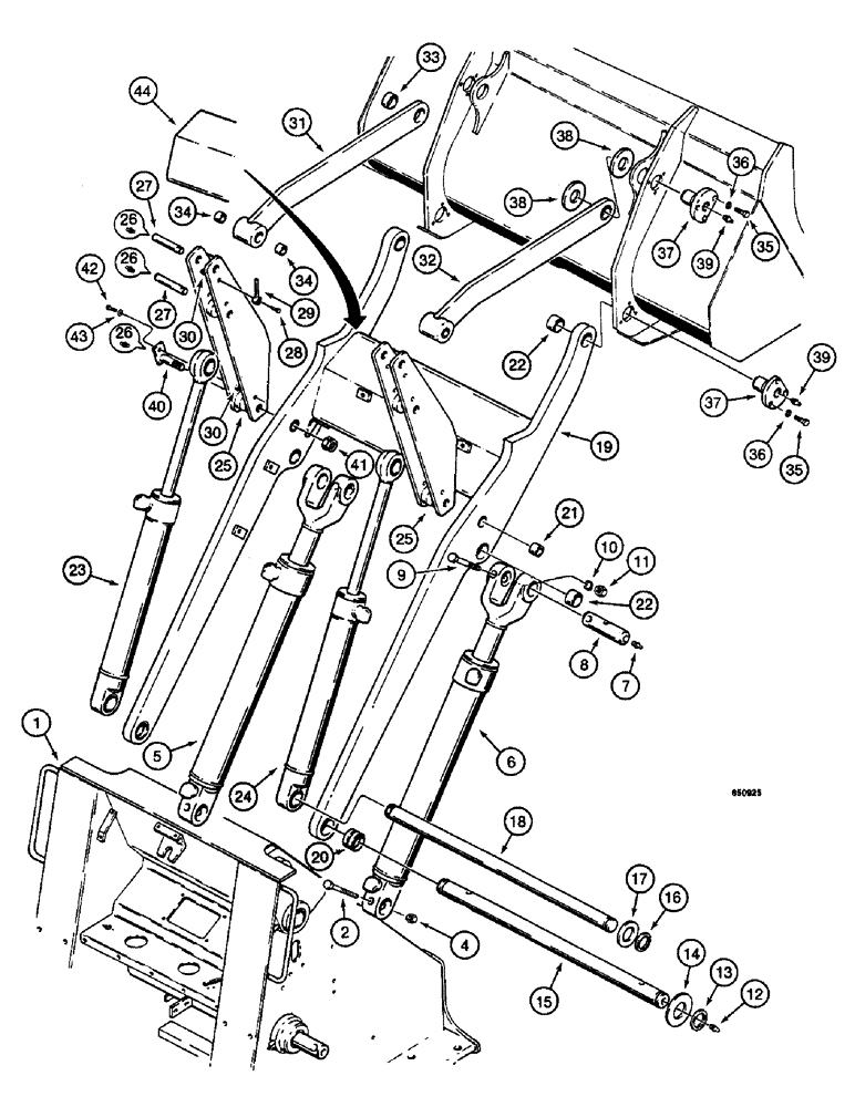 Схема запчастей Case W14 - (542) - LOADER LIFT FRAME, MODELS WITH STANDARD OR CLAM BUCKET (09) - CHASSIS/ATTACHMENTS