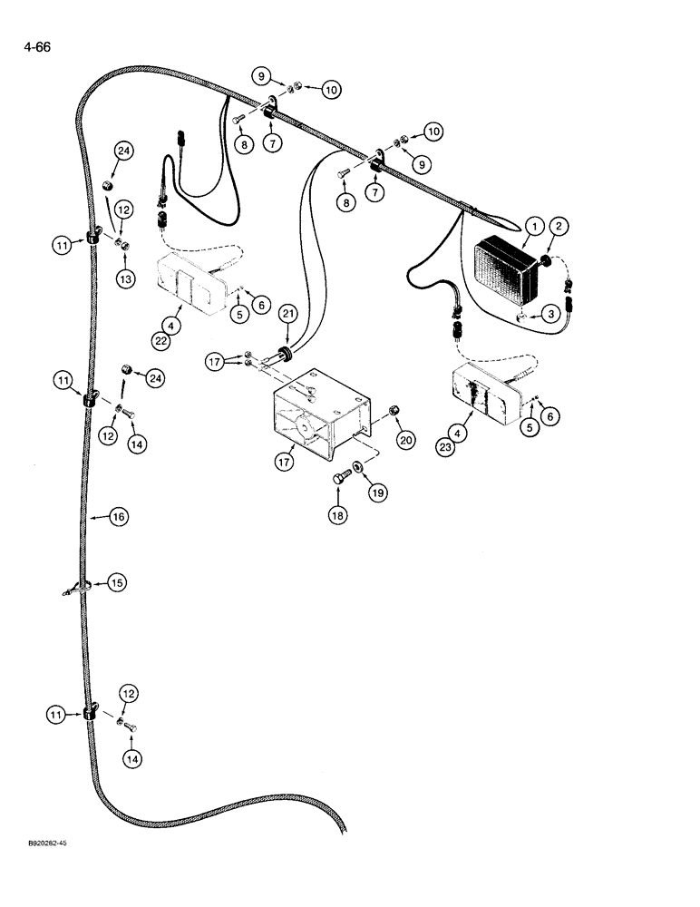 Схема запчастей Case 721 - (4-66) - REAR LAMP AND BACKUP ALARM MOUNTING (04) - ELECTRICAL SYSTEMS