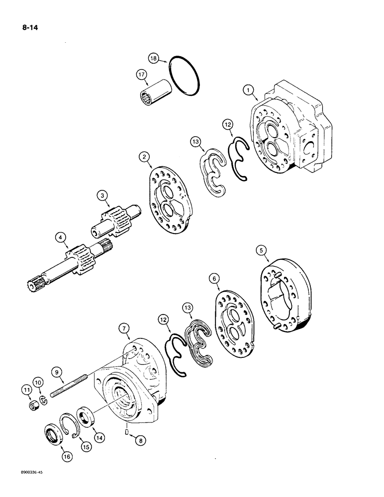 Схема запчастей Case 1085C - (8-014) - BOOM AND TOOL PUMP ASSEMBLY (08) - HYDRAULICS