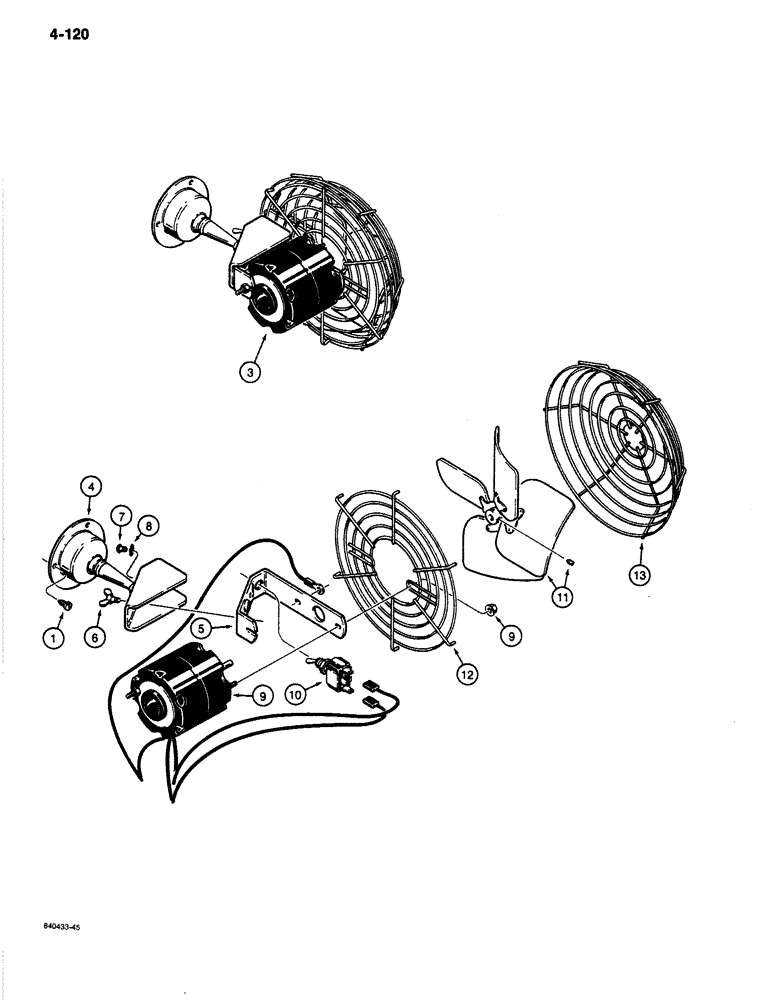 Схема запчастей Case 1080B - (4-120) - DEFROSTER FAN (04) - ELECTRICAL SYSTEMS