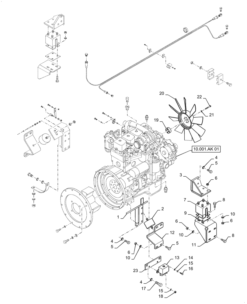 Схема запчастей Case SV211 - (10.001.AK[02]) - ENGINE - MOUNTING INSTALLATION (10) - ENGINE