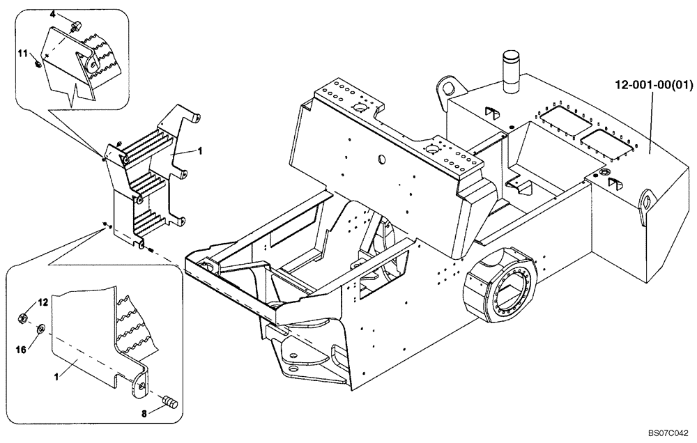 Схема запчастей Case SV212 - (12-001-00[19]) - CHASSIS - PLATFORM ACCESS STEPS - RIGHT (GROUP 461) (ND126674) (09) - CHASSIS/ATTACHMENTS