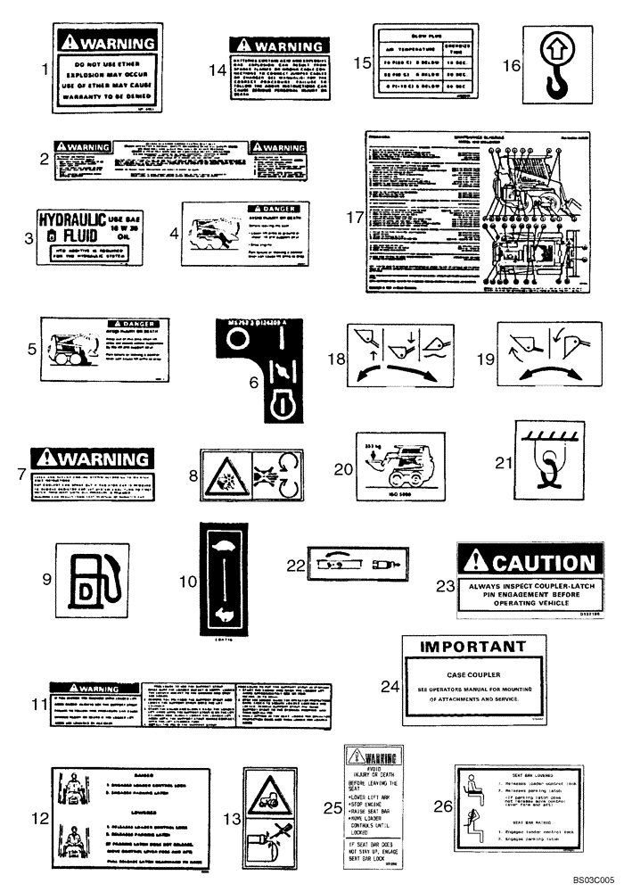 Схема запчастей Case 1840 - (09-49) - DECALS - DANISH (09) - CHASSIS/ATTACHMENTS