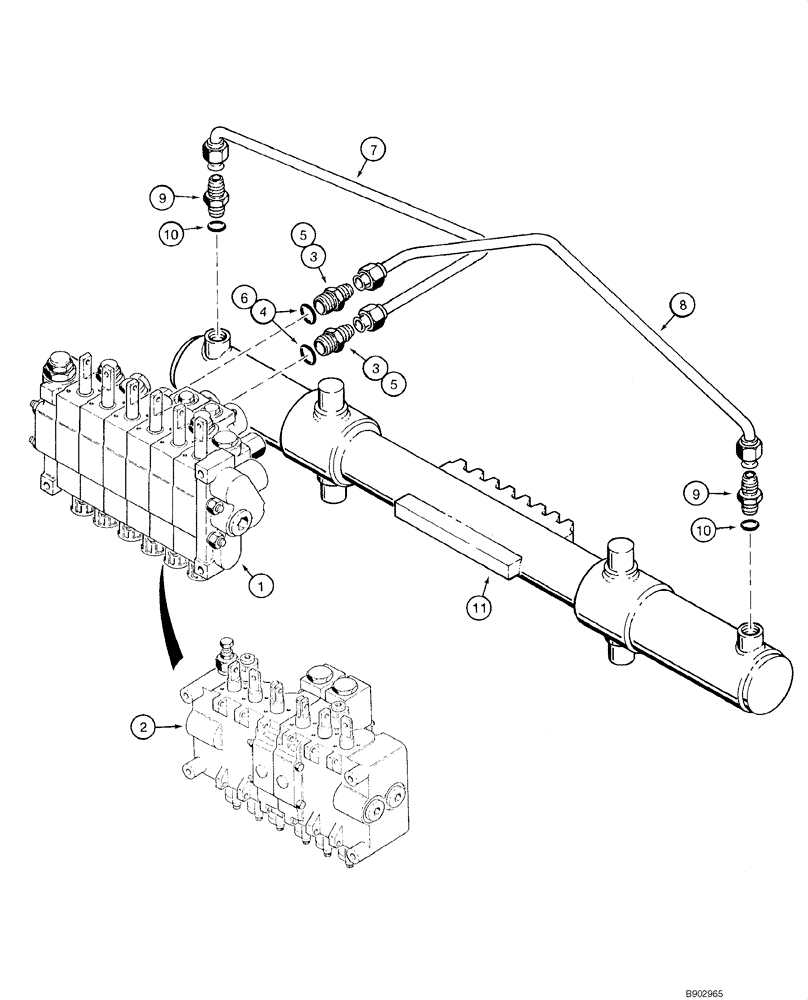 Схема запчастей Case 1840 - (08-35) - HYDRAULIC SYSTEM - BACKHOE SWING CYLINDER (D100, D100XR) (08) - HYDRAULICS