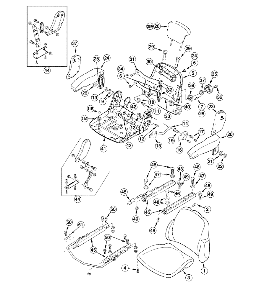 Схема запчастей Case 865 DHP - (9-112) - SEAT ASSY. - UPPER SEAT ASSY. (09) - CHASSIS