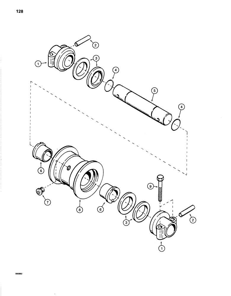 Схема запчастей Case 1280B - (128) - TRACK ROLLER (11) - TRACKS/STEERING